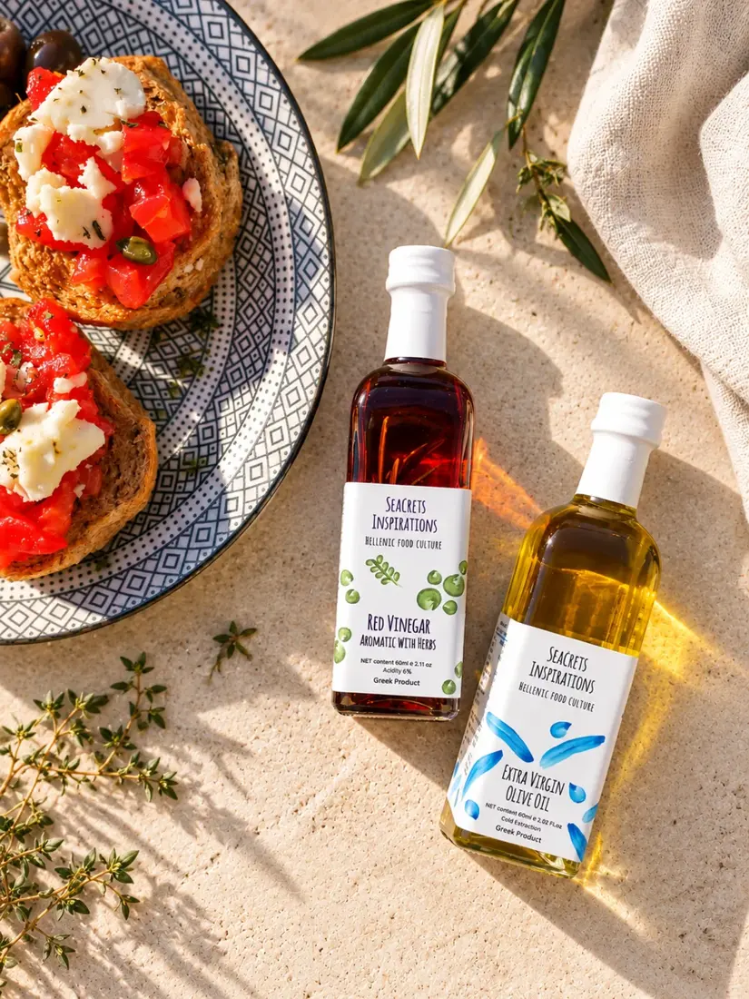 SeaCrets extra virgin olive oil and herb red vinegar for hotel breakfast service
